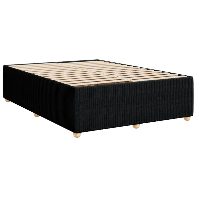 Box Spring Bed with Mattress Black Queen Fabric