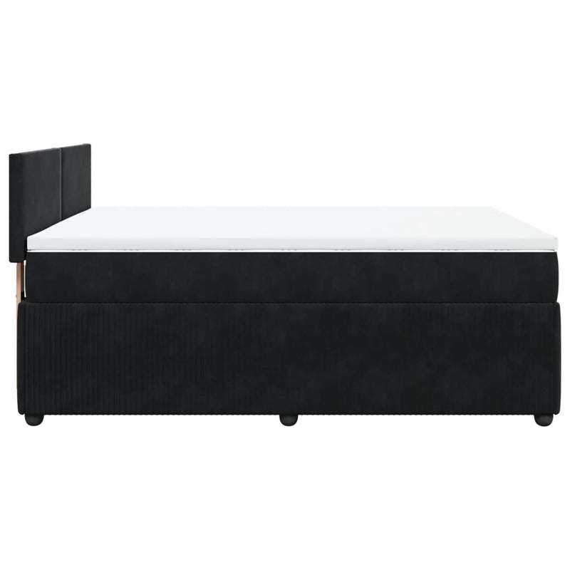 Box Spring Bed with Mattress Black Double Velvet