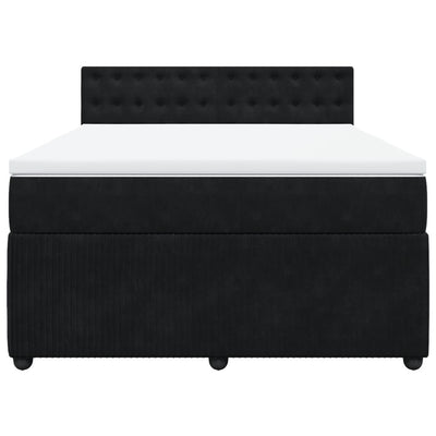 Box Spring Bed with Mattress Black Double Velvet