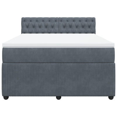 Box Spring Bed with Mattress Dark Grey Queen Velvet