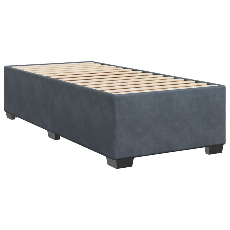 Box Spring Bed with Mattress Dark Grey King Single Fabric