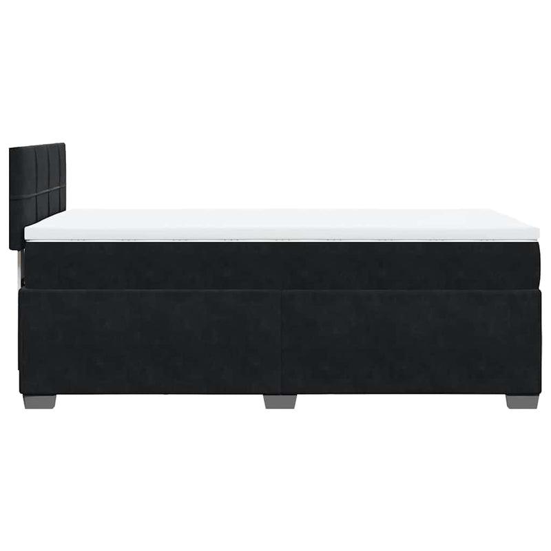 Box Spring Bed with Mattress Black King Single Fabric