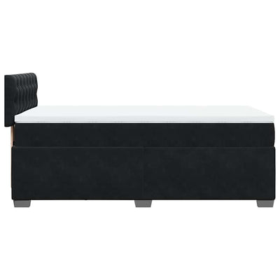 Box Spring Bed with Mattress Black King Single Fabric