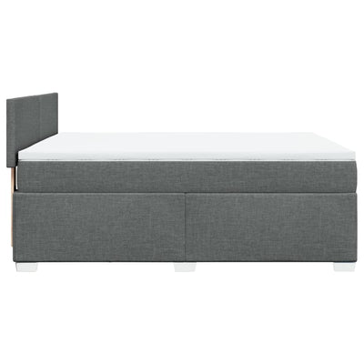 Box Spring Bed with Mattress Dark Grey Double Fabric