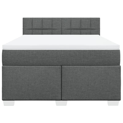 Box Spring Bed with Mattress Dark Grey Queen Fabric