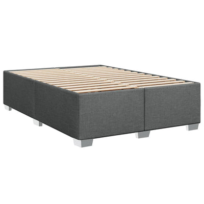 Box Spring Bed with Mattress Dark Grey Queen Fabric