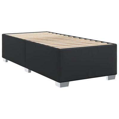 Box Spring Bed with Mattress Black King Single Faux Leather