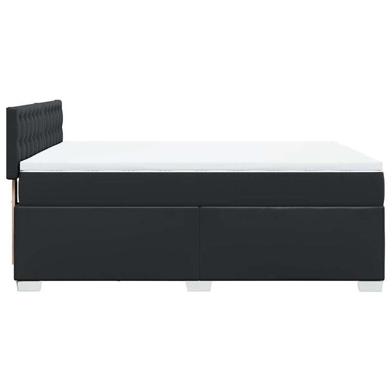 Box Spring Bed with Mattress Black Double Faux Leather