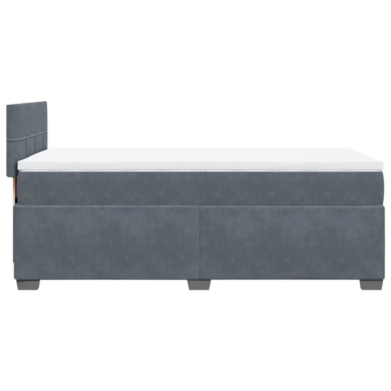 Box Spring Bed with Mattress Dark Grey King Single Velvet