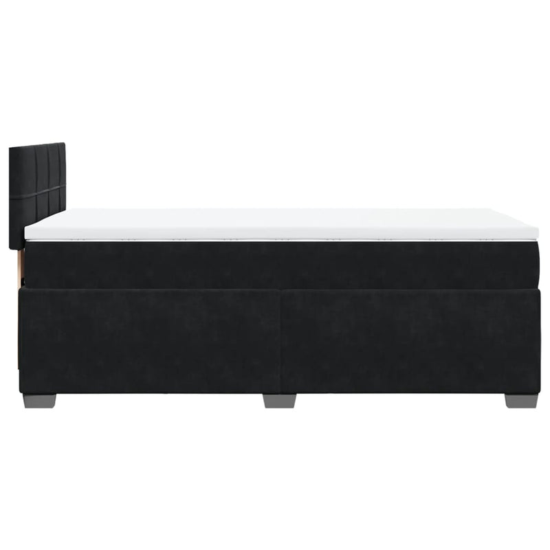 Box Spring Bed with Mattress Black King Single Velvet