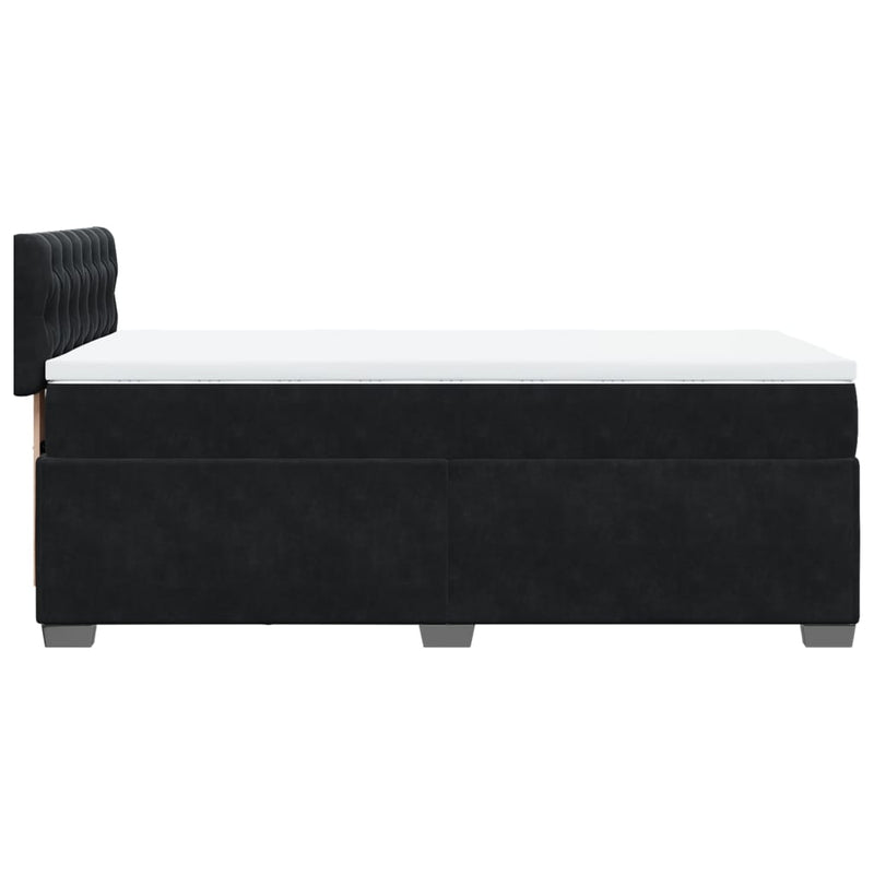 Box Spring Bed with Mattress Black King Single Velvet