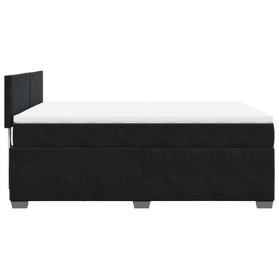 Box Spring Bed with Mattress Black Double Velvet