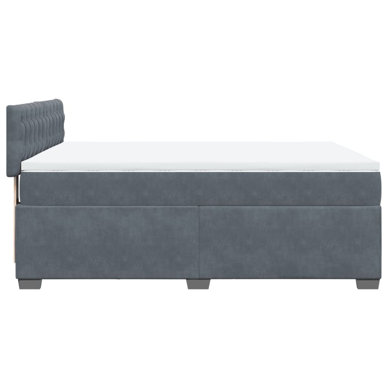 Box Spring Bed with Mattress Dark Grey Queen Velvet