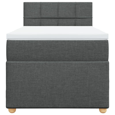 Box Spring Bed with Mattress Dark Grey King Single Fabric