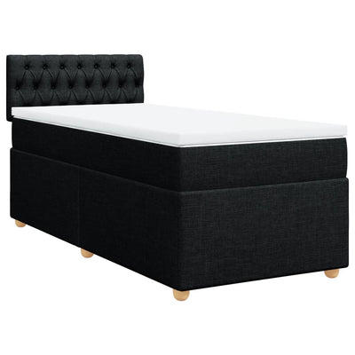 Box Spring Bed with Mattress Black King Single Fabric