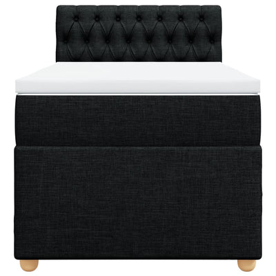 Box Spring Bed with Mattress Black King Single Fabric