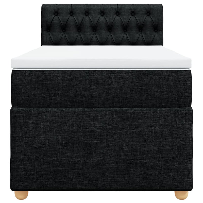 Box Spring Bed with Mattress Black King Single Fabric