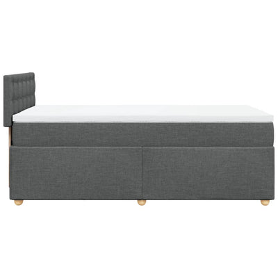 Box Spring Bed with Mattress Dark Grey King Single Fabric