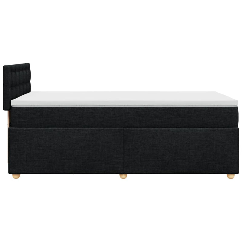 Box Spring Bed with Mattress Black King Single Fabric