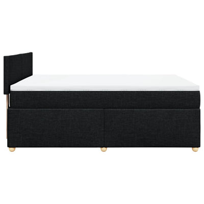 Box Spring Bed with Mattress Black Queen Fabric