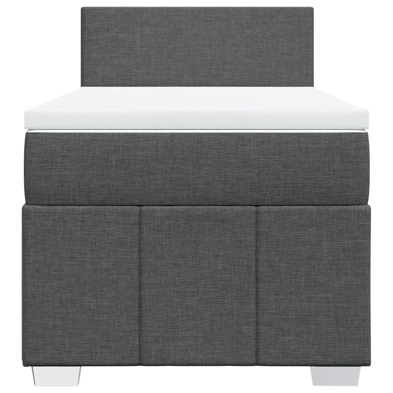 Box Spring Bed with Mattress Dark Grey King Single Fabric