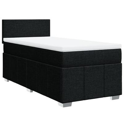 Box Spring Bed with Mattress Black King Single Fabric