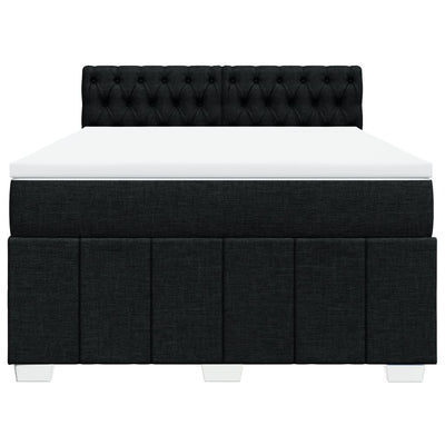 Box Spring Bed with Mattress Black Double Fabric