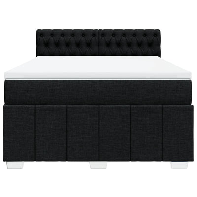 Box Spring Bed with Mattress Black Queen Fabric