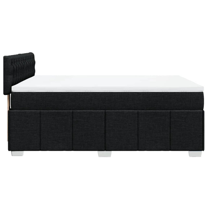 Box Spring Bed with Mattress Black Queen Fabric