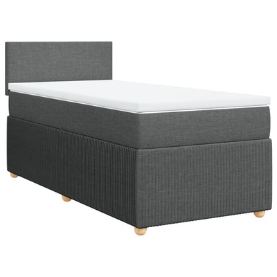 Box Spring Bed with Mattress Light Grey King Single Fabric