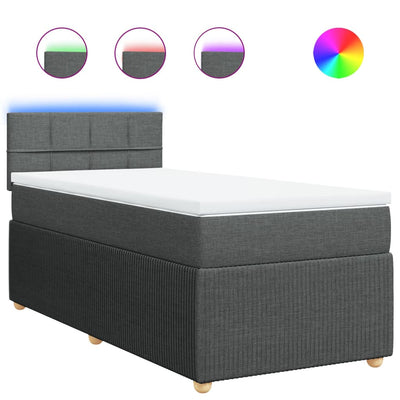 Box Spring Bed with Mattress Light Grey King Single Fabric