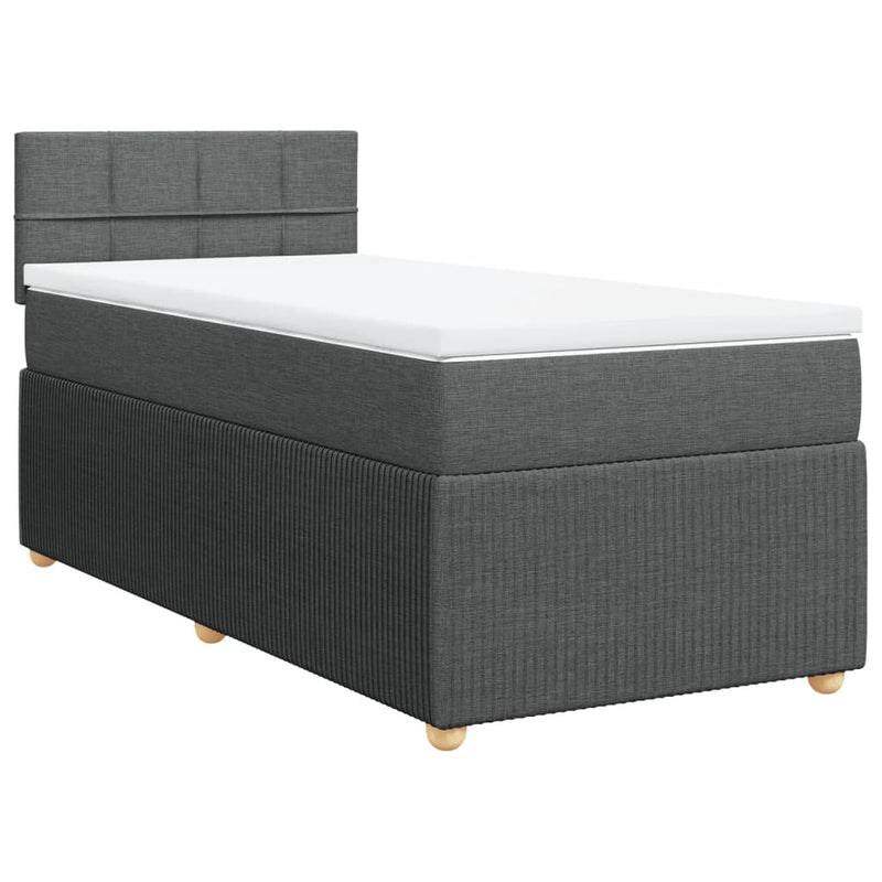 Box Spring Bed with Mattress Light Grey King Single Fabric