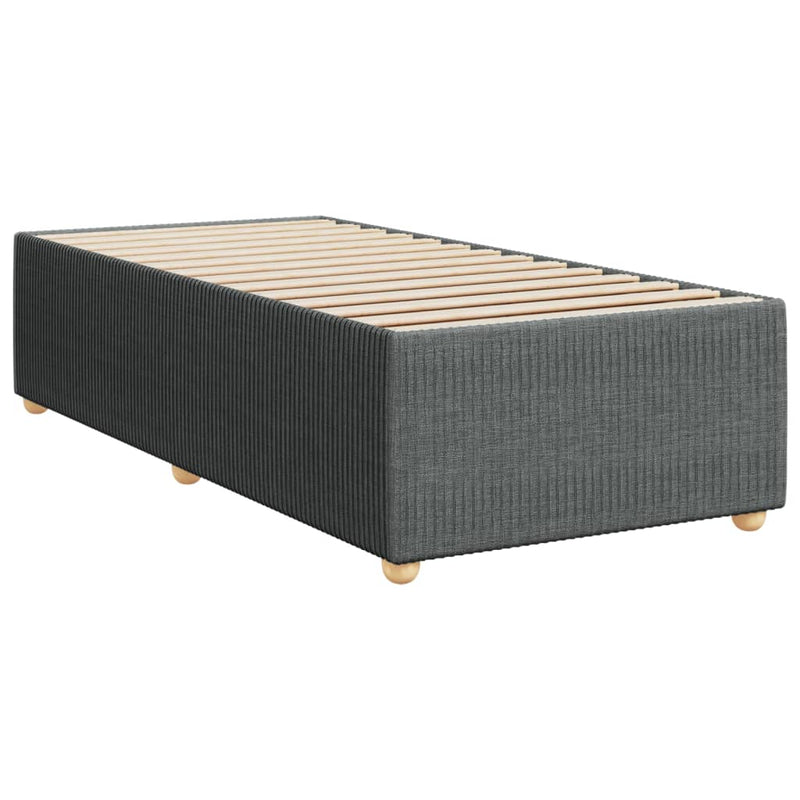 Box Spring Bed with Mattress Light Grey King Single Fabric