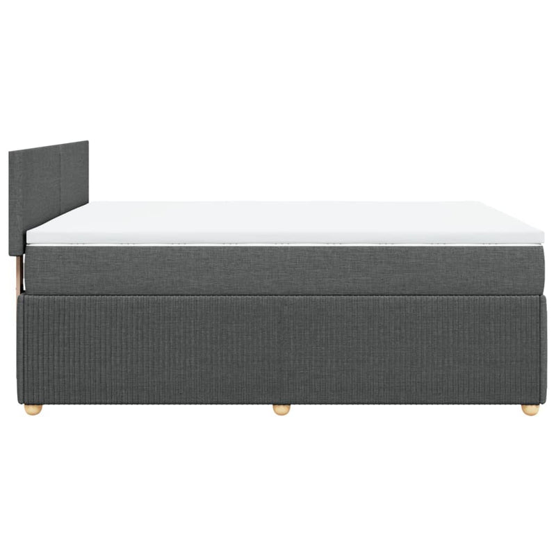 Box Spring Bed with Mattress Light Grey Double Fabric