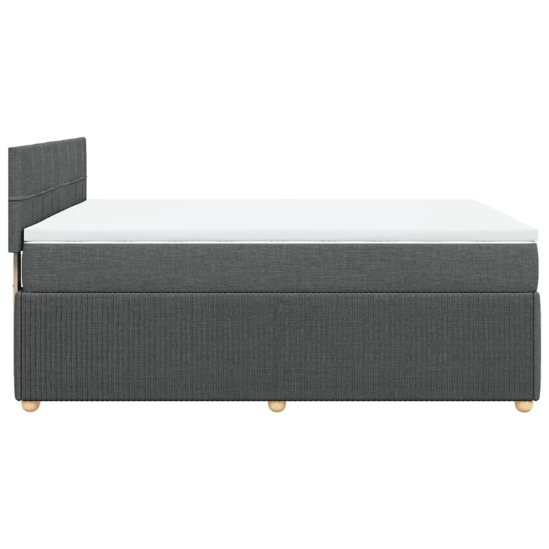 Box Spring Bed with Mattress Light Grey Queen Fabric