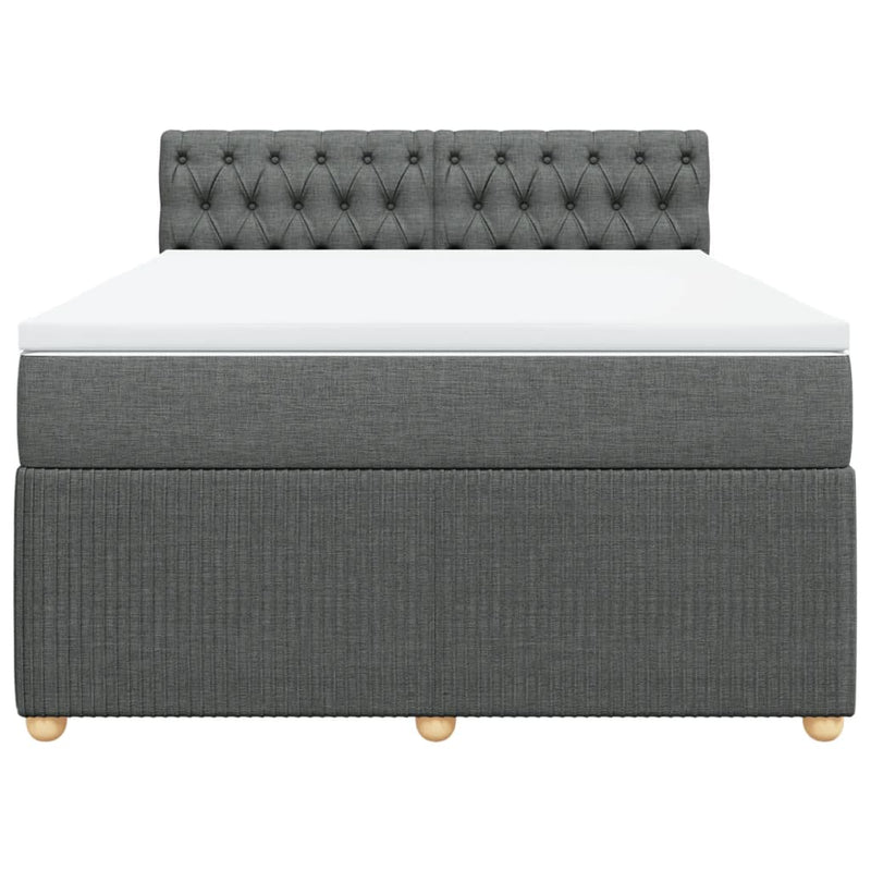 Box Spring Bed with Mattress Light Grey Queen Fabric