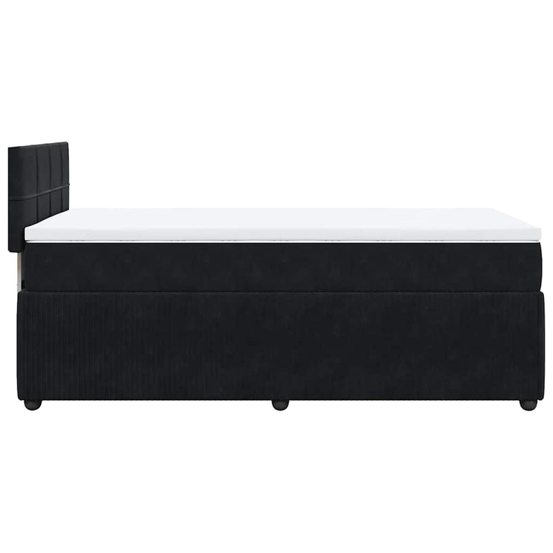 Box Spring Bed with Mattress Black King Single Velvet