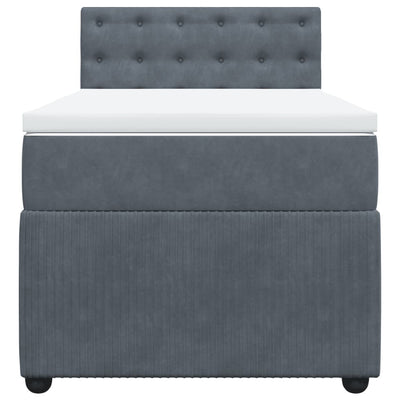 Box Spring Bed with Mattress Dark Grey King Single Velvet