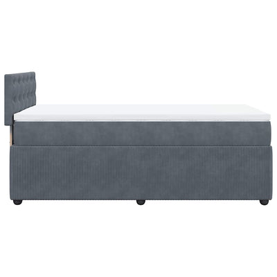 Box Spring Bed with Mattress Dark Grey King Single Velvet