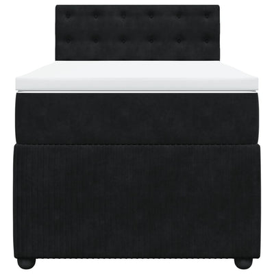 Box Spring Bed with Mattress Black King Single Velvet