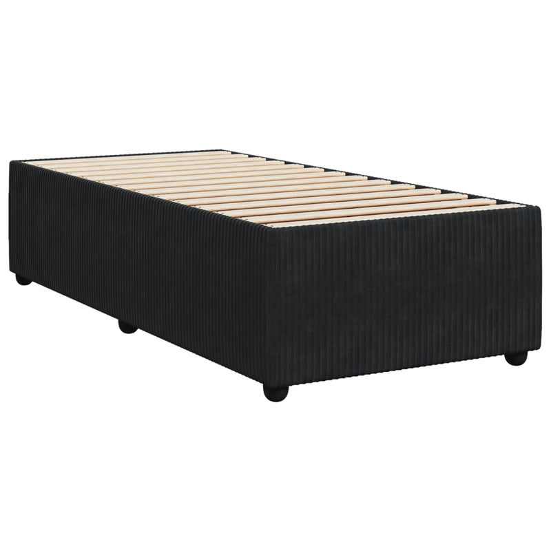 Box Spring Bed with Mattress Black King Single Velvet