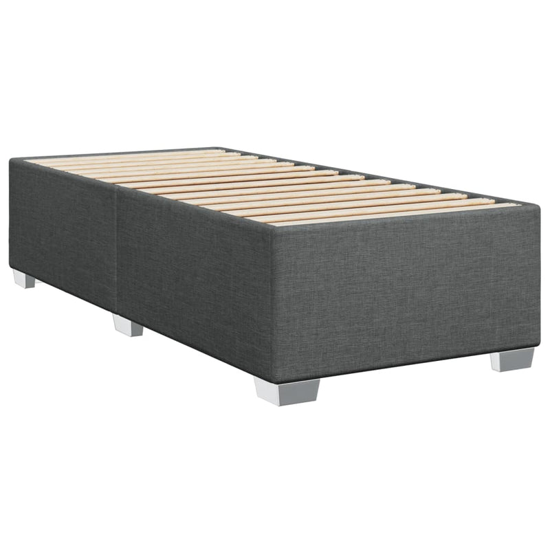 Box Spring Bed with Mattress Dark Grey King Single Fabric