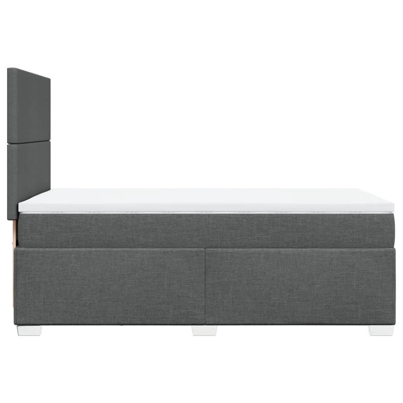 Box Spring Bed with Mattress Dark Grey King Single Fabric