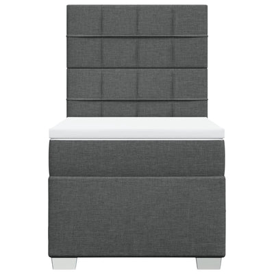 Box Spring Bed with Mattress Dark Grey King Single Fabric