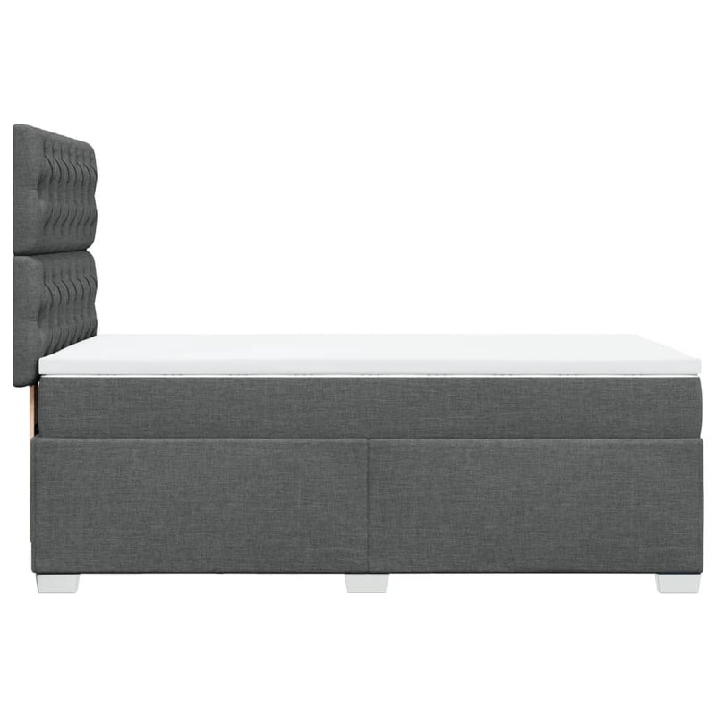 Box Spring Bed with Mattress Dark Grey King Single Fabric