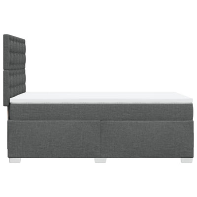Box Spring Bed with Mattress Dark Grey King Single Fabric