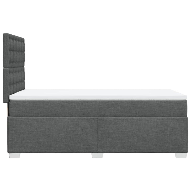Box Spring Bed with Mattress Dark Grey King Single Fabric