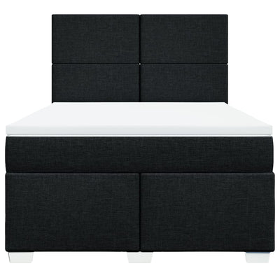 Box Spring Bed with Mattress Black Double Fabric