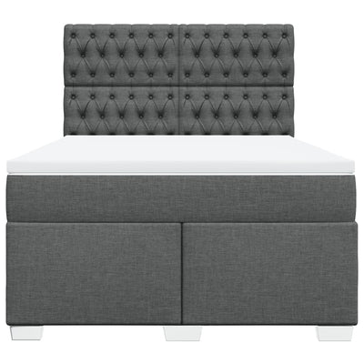 Box Spring Bed with Mattress Dark Grey Double Fabric