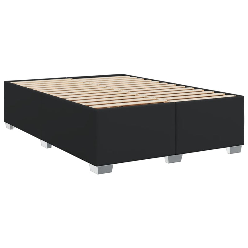 Box Spring Bed with Mattress Black Double Faux Leather